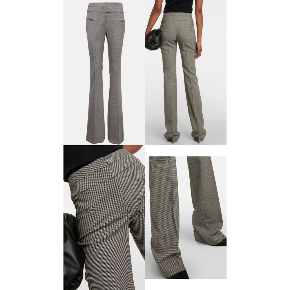 Altuzarra Serge Pants Ivory Black Houndstooth Wool Flare Trousers Size 38 NEW